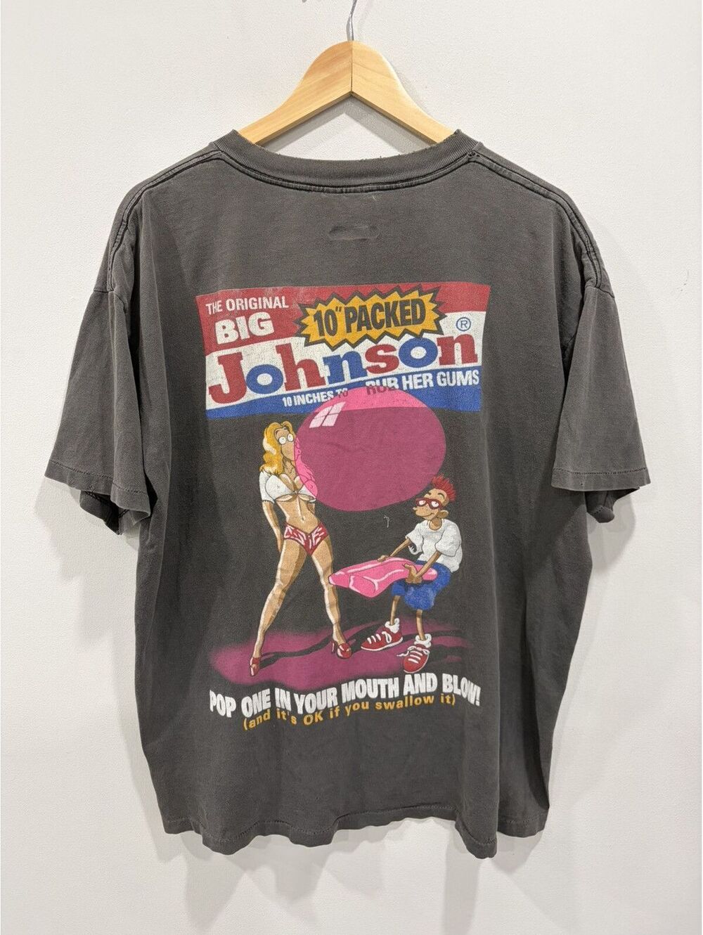 Vintage Big Johnson Bazooka Bubble Gum Tee Shirt Sun Faded